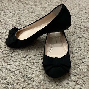 Jessica Simpson Mugara Ballet Flats with Bow Size 5.5 Black Suede